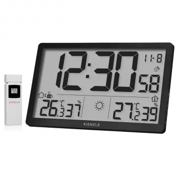 KIENZLE Jumbo NEO LCD meteorologická stanica nástenné hodiny čierne