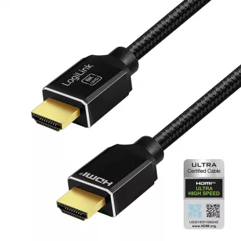 LogiLink HDMI kábel A/M na A/M 8K/60 Hz 48 Gbps kov nylon certifikovaný čierny 5 m
