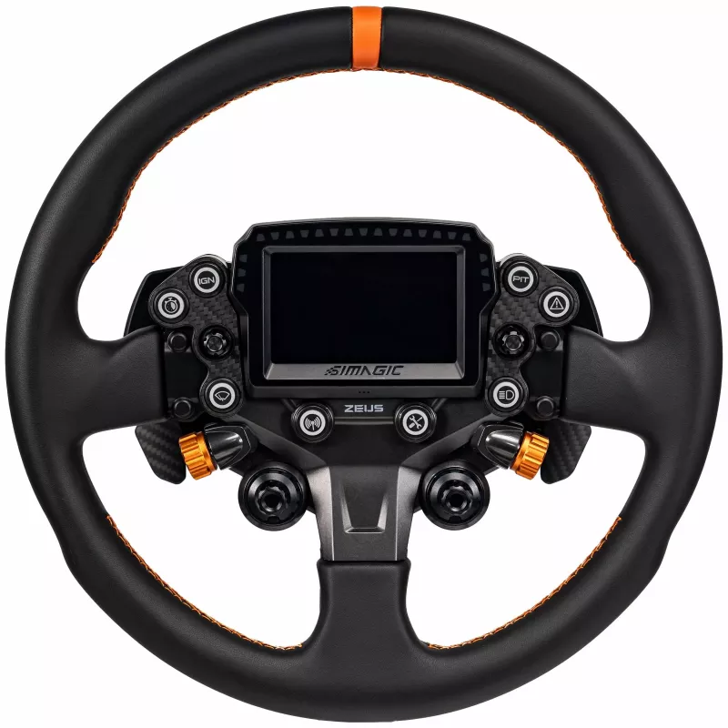Simagic ZS-330RR kožený veniec volantu, 330mm, červené švy, bez náboja