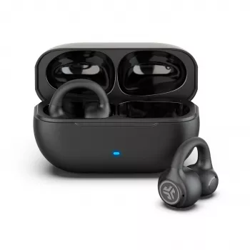 JLab Flex Open Air Clip True Wireless slúchadlá, Bluetooth 5.3, 32h celková výdrž batérie, IP55, čierne