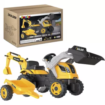 SMOBY Tractor Max pedálová jazdná hračka s prívesom, zelená, od 3 rokov