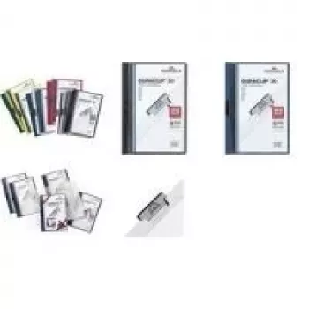 DURABLE DURACLIP ORIGINAL 30 A4 zvierací zakladač, priehľadná predná strana, biela zadná strana, kovová svorka, balenie 5 ks (2227-02)