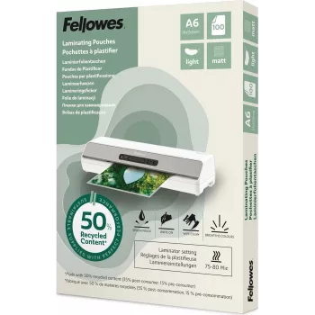 Fellowes A6 matné laminovacie fólie 80 mikrónov, 50% recyklované, balenie 100 ks 100143438