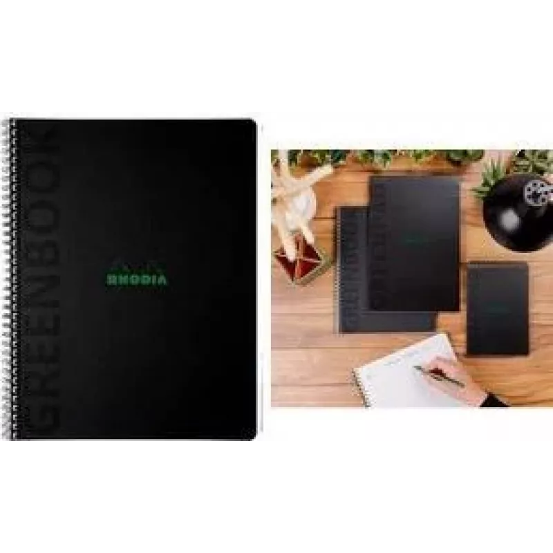 RHODIA Greenbook College blok A4+ kockovaný čierny recyklovaný 80 listov 119932C