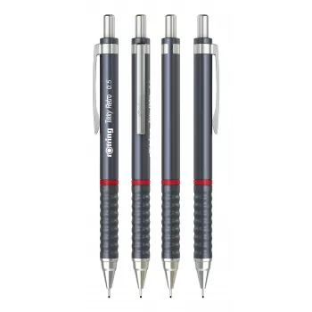 rotring Tikky Retro mechanická ceruzka 0,5 mm sivá chrómovaná pevná vodiaca objímka gumený vlnitý profil 2202567