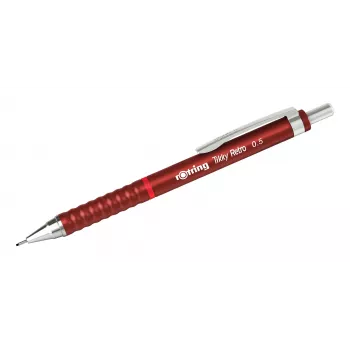 Rotring Tikky Retro mechanická ceruzka 0,5 mm červená chrómovaná objímka gumená úchopová zóna 2202568