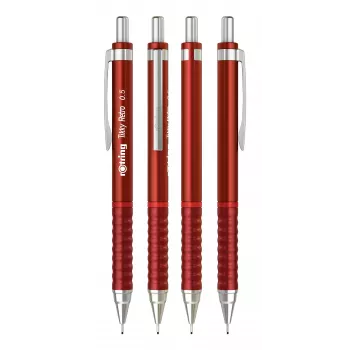 Rotring Tikky Retro mechanická ceruzka 0,5 mm červená chrómovaná objímka gumená úchopová zóna 2202568