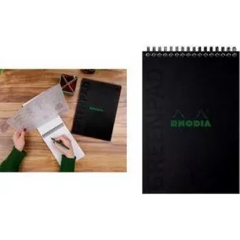 RHODIA GREENPAD špirálový zápisník A5+ linajkovaný čierny 160x210mm 90gsm 80 listov 119929C