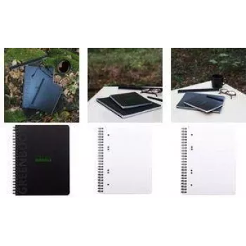 RHODIA GREENBOOK blok na poznámky A5+ štvorčekovaný, čierne dosky z recyklovaného materiálu 119913C