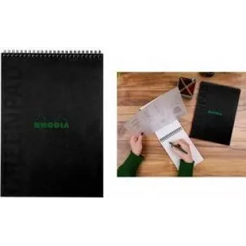 RHODIA GreenPad špirálový zápisník A4+ linajkovaný čierny 90g/m² 80 listov 119927C