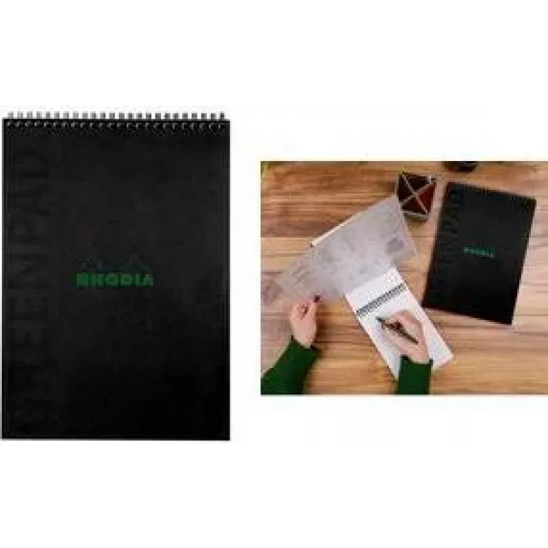 RHODIA GreenPad špirálový zápisník A4+ linajkovaný čierny 90g/m² 80 listov 119927C