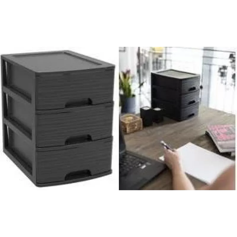 EDA STONE zásuvkový box DIN A5, 3 zásuvky, polypropylén, čierny 010322 NO