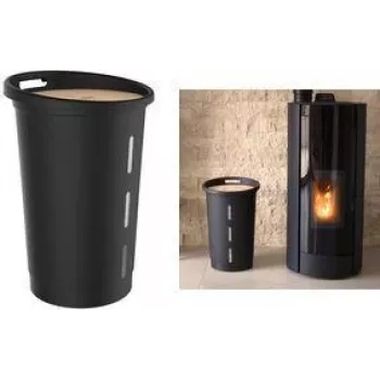 EDA box na pelety, 38 litrov, čierny plast s dreveným vekom, kapacita 20 kg – 1 kus (010478 NO)