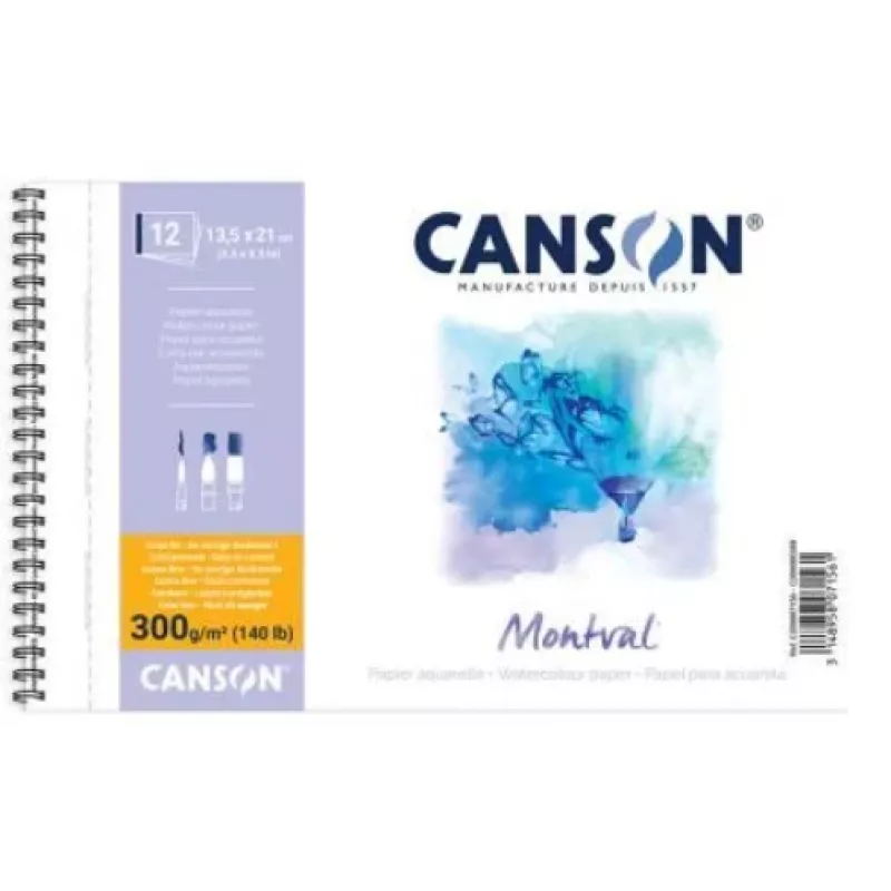 Canson Montval akvarelový blok, 135 x 210 mm, 300 g/m², 12 listov, jemná zrnitosť, špirálová väzba, mikroperforovaný C200807156