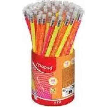 Maped Neon HB grafitová ceruzka s gumou, trojhranná, balenie 72 ks v puzdre 853789FC