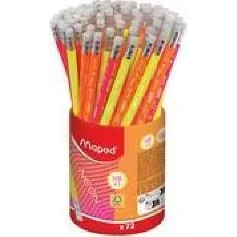 Maped Neon HB grafitová ceruzka s gumou, trojhranná, balenie 72 ks v puzdre 853789FC