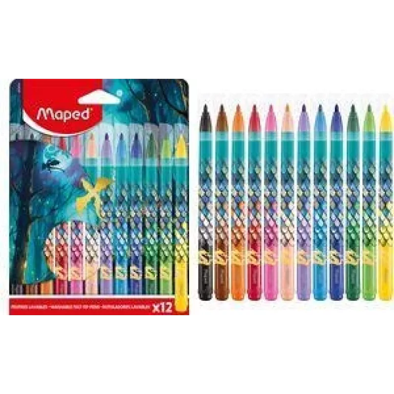 Maped DRAGON fixky, 12 rôznych farieb, 2,8 mm guľatý hrot, kartónové puzdro 845434