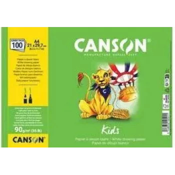 Canson Kids kresliaci papier blok A4 90g/m² biely jemne zrnitý 50 listov pre ceruzku a pastelky C629012000