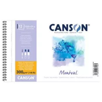 Canson Montval A4 akvarelový blok, 300 g/m², 12 listov, jemné zrno, špirálová väzba, mikroperforovaný C200807160