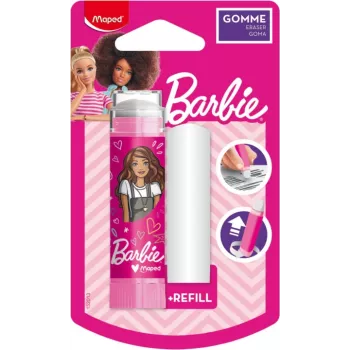 Maped Barbie plastová guma s náplňou, formát rúžu, výsuvný rotačný systém, 1 sada 152013