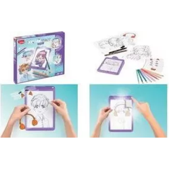 Maped Creativ LED svetelný stôl AVATAR MANGA, fialový, na batérie, A5 kresliaca tabuľa so šablónami manga 907076