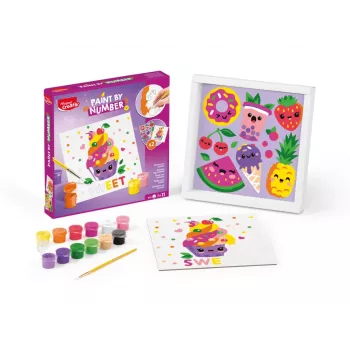 Maped Creativ maľovanie podľa čísel sada Kawaii Food Sweet – 2 predtlačené plátna, 10 akrylových farieb, štetce, od 7 rokov 907088