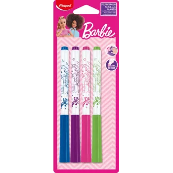 Maped Barbie fixky na bielu tabuľu, 4 kusy, 1,5 mm guľatý hrot, bez zápachu, suché zotierateľné, rôzne farby 741301
