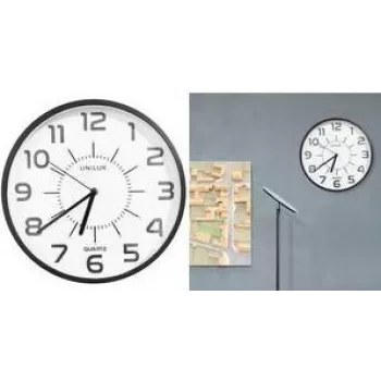 UNILUX POP PL nástenné hodiny, 305 mm, čierne puzdro, čierny ciferník, tichý kremenný strojček 400190878