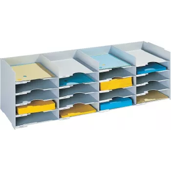 PAPERFLOW triediaca stanica škatuľa na formuláre, 20 priehradok, sivý polystyrén, vrátane etikiet a držiakov etikiet (541.02)