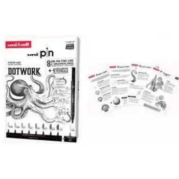 uni-ball DOTWORK štartovacia sada uni pin, 9-dielne puzdro s 8 finelinermi a 1 mikrotužkou Shalaku S (CF PIN/8 005)