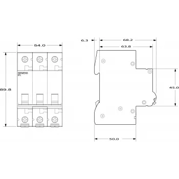 SIEMENS 5TL13910 odpojovač 100A 3-pólový 400V AC DIN lišta