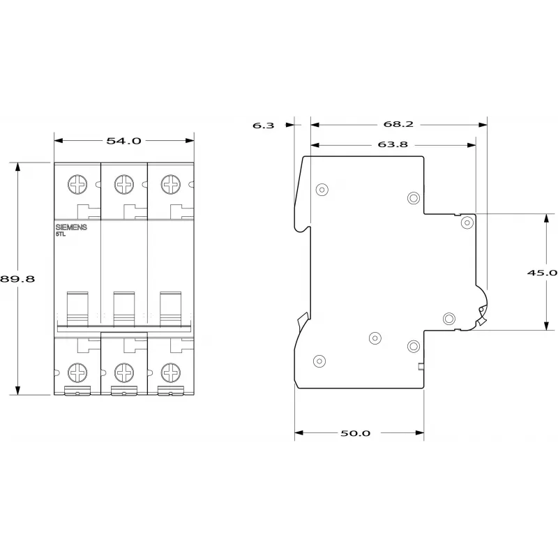 SIEMENS 5TL13910 odpojovač 100A 3-pólový 400V AC DIN lišta