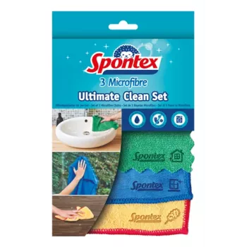 Spontex Ultimate Clean mikrovláknové utierky, balenie 3 ks, 32 x 32 cm, rôzne farby 19790991