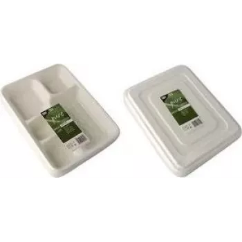 PAPSTAR menu misky z cukrovej trstiny pure, 5-dielne, 22 x 28,2 cm, biele, 25 kusov (89882)