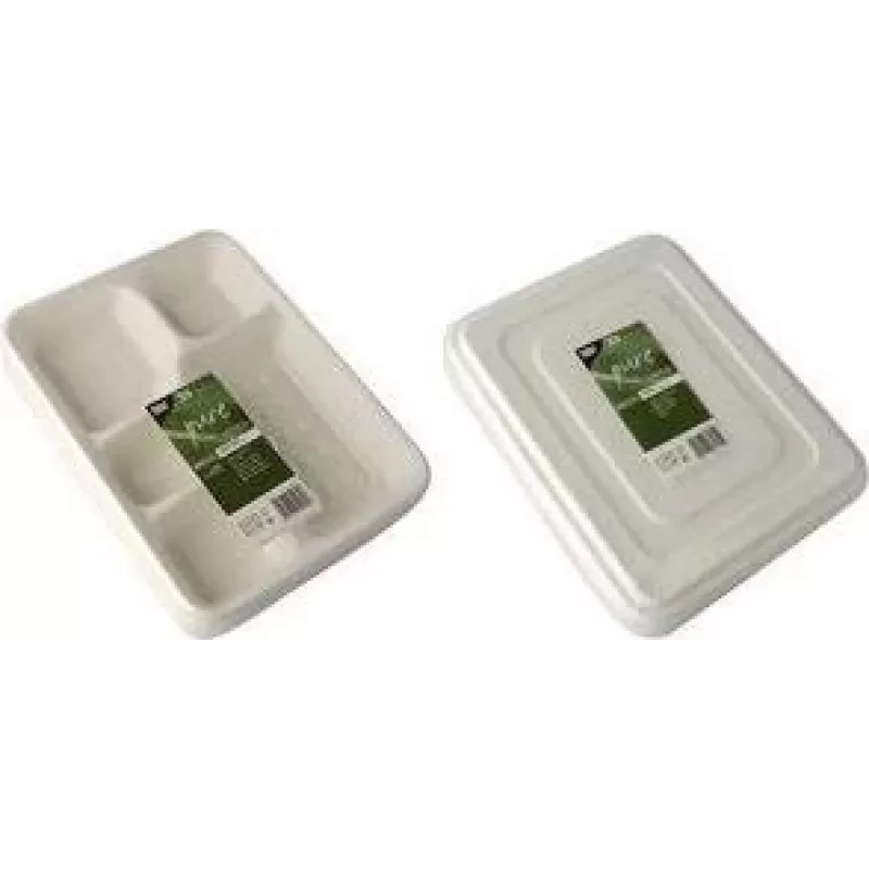 PAPSTAR menu misky z cukrovej trstiny pure, 5-dielne, 22 x 28,2 cm, biele, 25 kusov (89882)