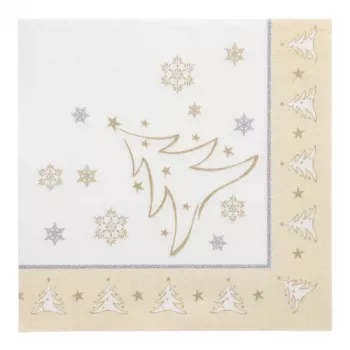 PAPSTAR X-Mas Elegance zlaté vianočné motívové servítky, tissue, 4-vrstvové, 1/4 sklad, 400 x 400 mm, 1 ks (87104)