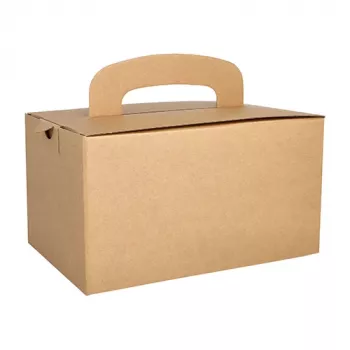 PAPSTAR pure obedový box s rukoväťou, hnedý kartón, 424 g/m², skladací, 1 ks 88980