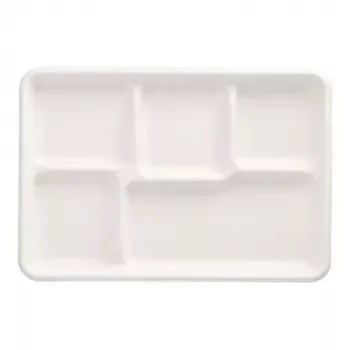 PAPSTAR cukrová trstina menu miska pure, 5 priehradiek, biela, kompostovateľná, 1 kus (89881)
