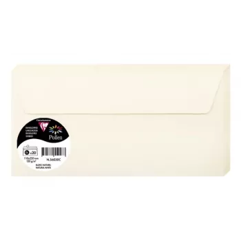 Pollen by Clairefontaine DL obálka, prírodne biela 120 g/m², 110 x 220 mm, pH neutrálna, bez kyselín, 1 kus (56030C)