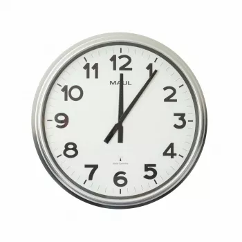 MAUL MAULride rádiové nástenné hodiny, priemer 610 mm, strieborný plastový rám 9056195