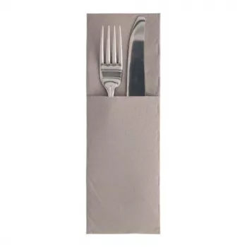 PAPSTAR ROYAL Collection vrecko na servítky, sivé, 40 x 40 cm, 1-vrstvové airlaid, predskladané s vreckom na príbor, 50 kusov 89417