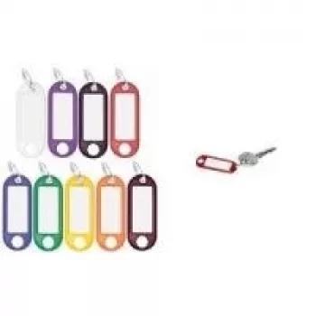 WEDO kľúčenka s krúžkom, priemer 18 mm, fialové plastové puzdro, biela popisovateľná vymeniteľná etiketa 262 801808