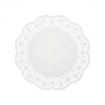 PAPSTAR okrúhla podložka pod tortu, priemer 360 mm, biele embosované čipkované papiera, 40 g/m², 1 kus (12265)