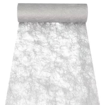 PAPSTAR Sizoflor stolový pás a dekoračná stuha, strieborná, 25 m x 30 cm, vodoodolná, 75% polyester / 25% polyamid 37064