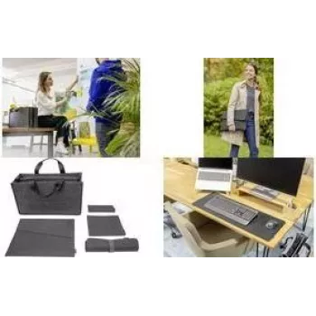 SIGEL BAB11 Desk Sharing Bag Classic L, tmavosivá, sada 5 dielov
