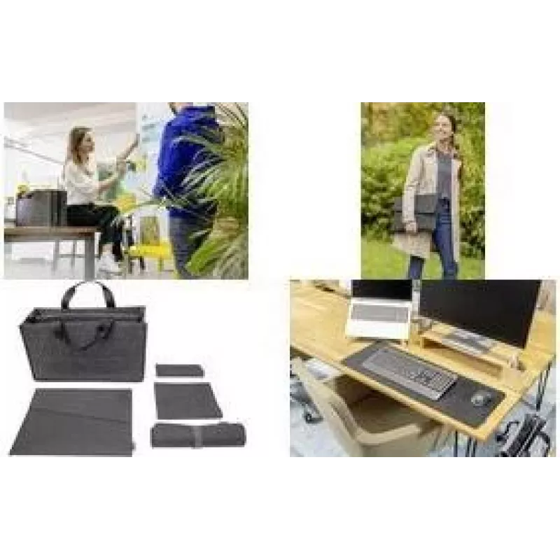 SIGEL BAB11 Desk Sharing Bag Classic L, tmavosivá, sada 5 dielov