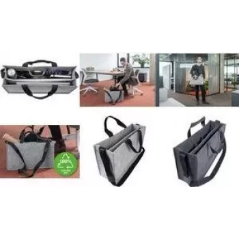 SIGEL business plstená taška Desk Sharing Bag Classic L, sivá syntetická plsť, 2 rukoväte a nastaviteľný ramenný popruh, 1 kus (BA409)
