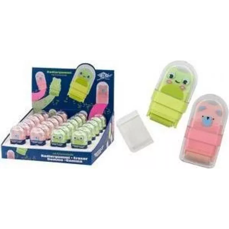 WEDO Clean Animal plastové gumy display, dizajn žaba a medveď, 24 kusov 5998399