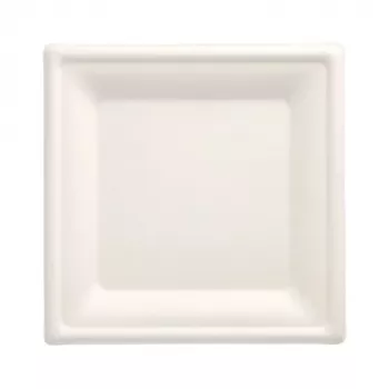 PAPSTAR tanier z cukrovej trstiny, štvorcový, 200 x 200 mm, 50 ks, kompostovateľný, vhodný do mikrovlnnej rúry 89744