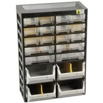 Allit VarioPlus Basic 34 zásobník na drobné diely, 20 zásuviek, plast, sivá, 305 x 170 x 435 mm 458160